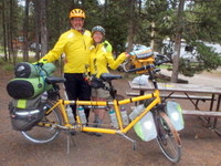 GDMBR: Dennis and Terry Struck and the Bee in our assigned Flagg Ranch Campground Site.